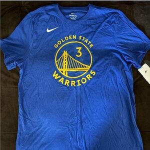 Nike Blue Golden State Warriors Graphic Tee with Yellow Logo